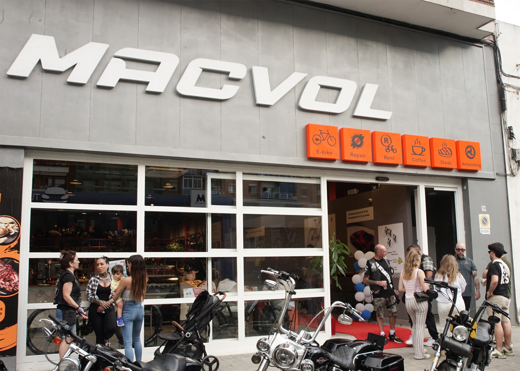 Harley Club in front of Macvol flagship store